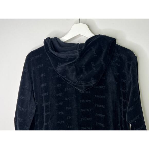 SKIMS Logo Print Long Sleeve Full Zip Hooded Jacket Velvet Black Women's Plus 3X - Picture 5 of 9